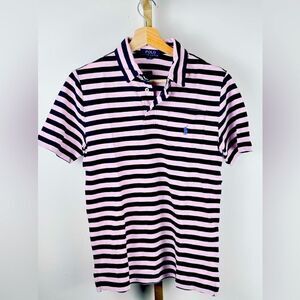 NWT Boy’s Ralph Lauren Polo Shirt Pink Navy Sz L (14-16) Classic Preppy